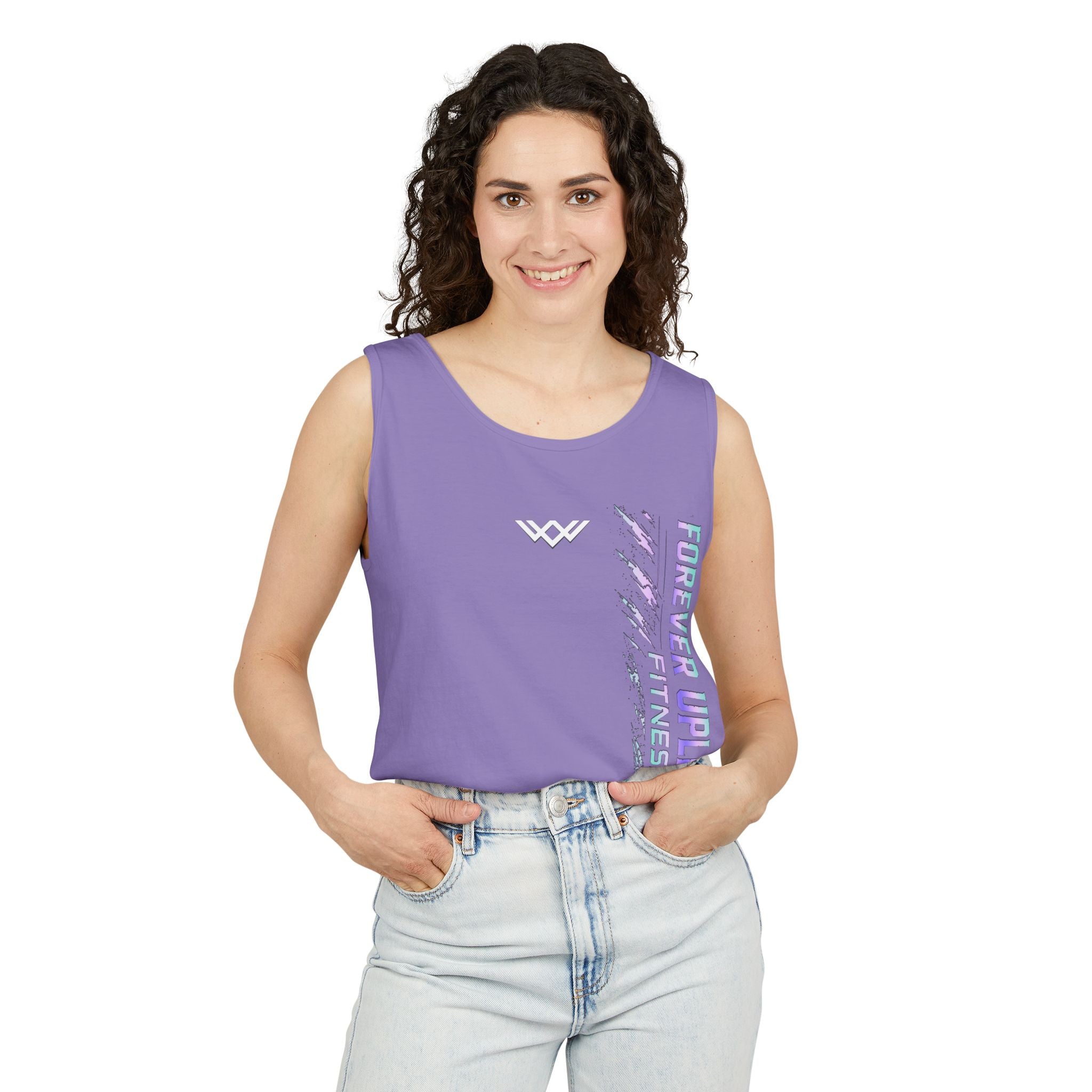 Unisex Forever Uplifting Fitness Tank Top — Vertical Gym Graphic