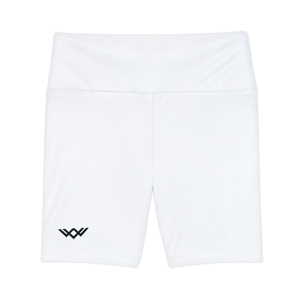 Women's 'Never Settle' Workout Shorts | white | High-Waist Biker Shorts