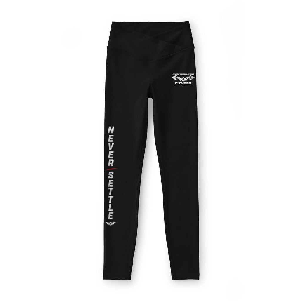 Never Settle Women’s Luxe Leggings — High-Waist Motivational Activewear