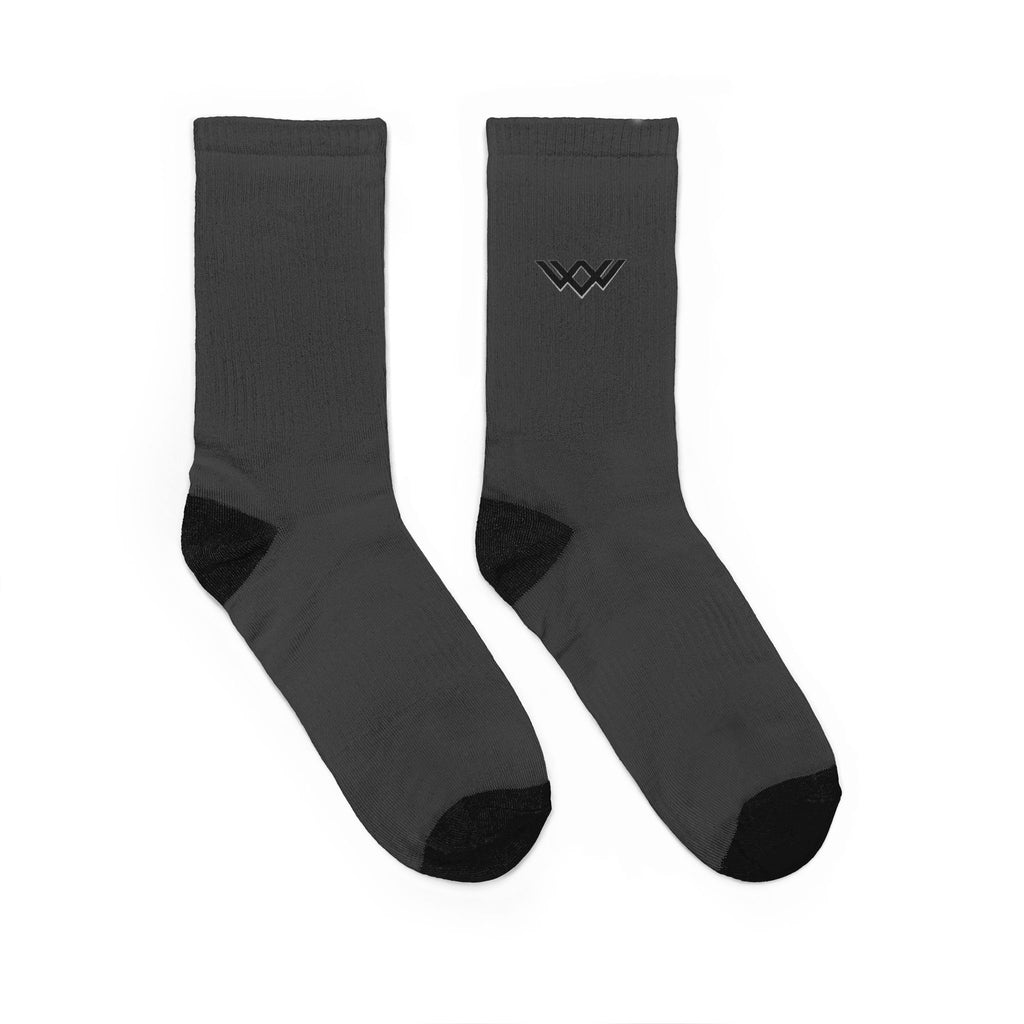 Charcoal Cushioned Athletic Socks - Minimal Black Logo