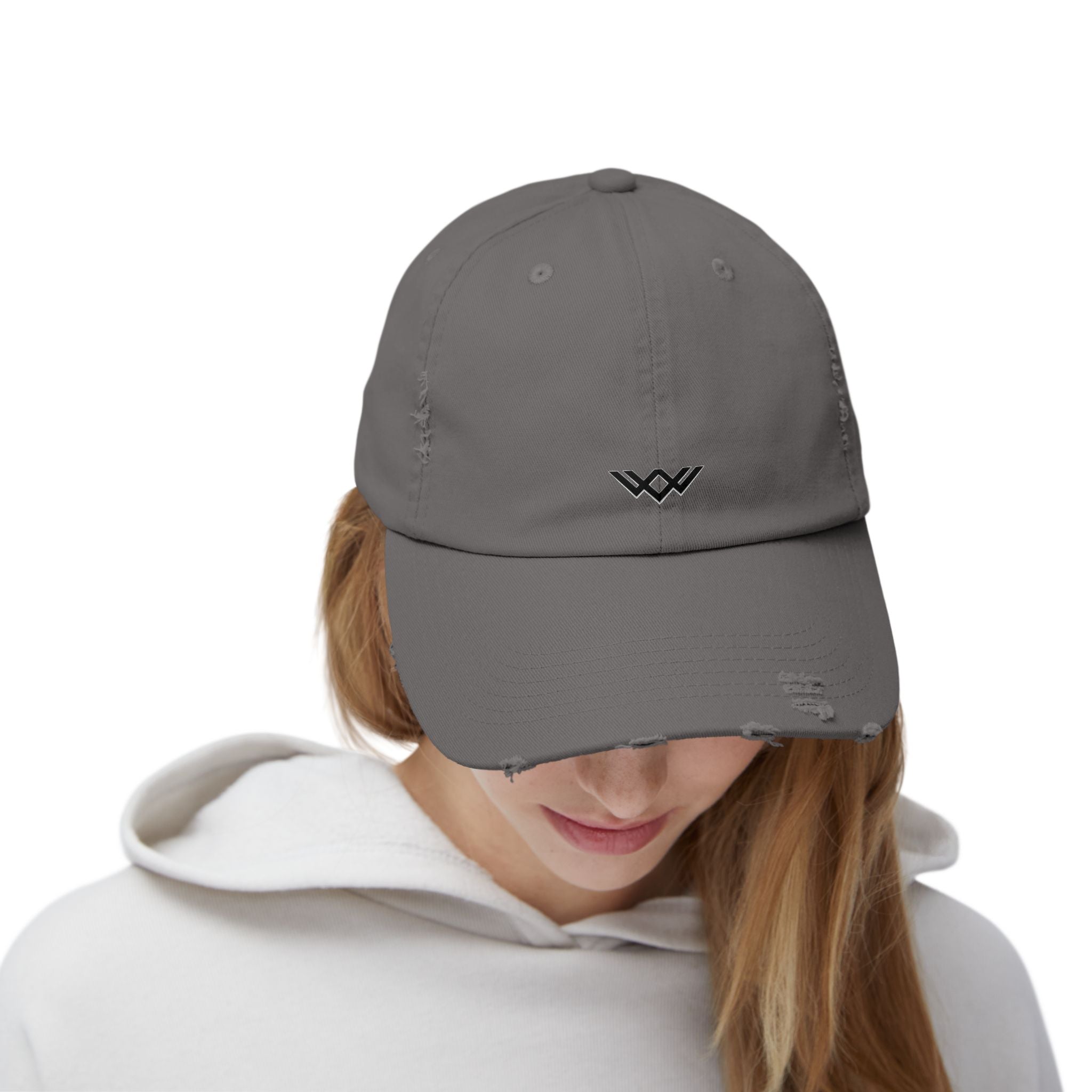 Distressed Black Baseball Cap — Minimal Worn Logo Hat