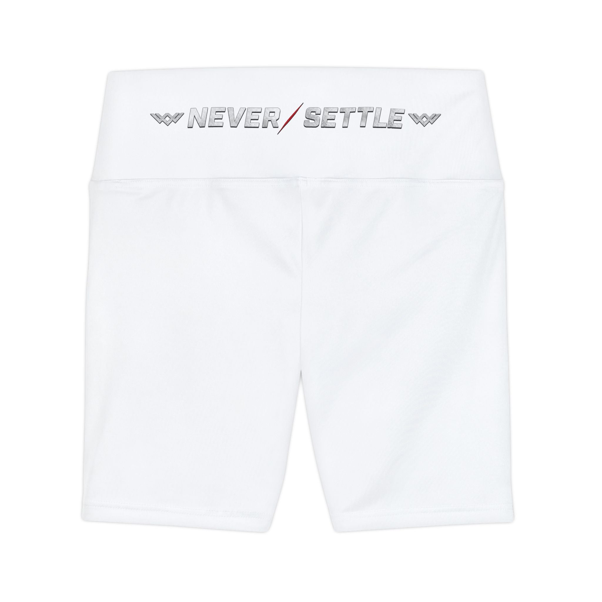 Women's 'Never Settle' Workout Shorts | white | High-Waist Biker Shorts