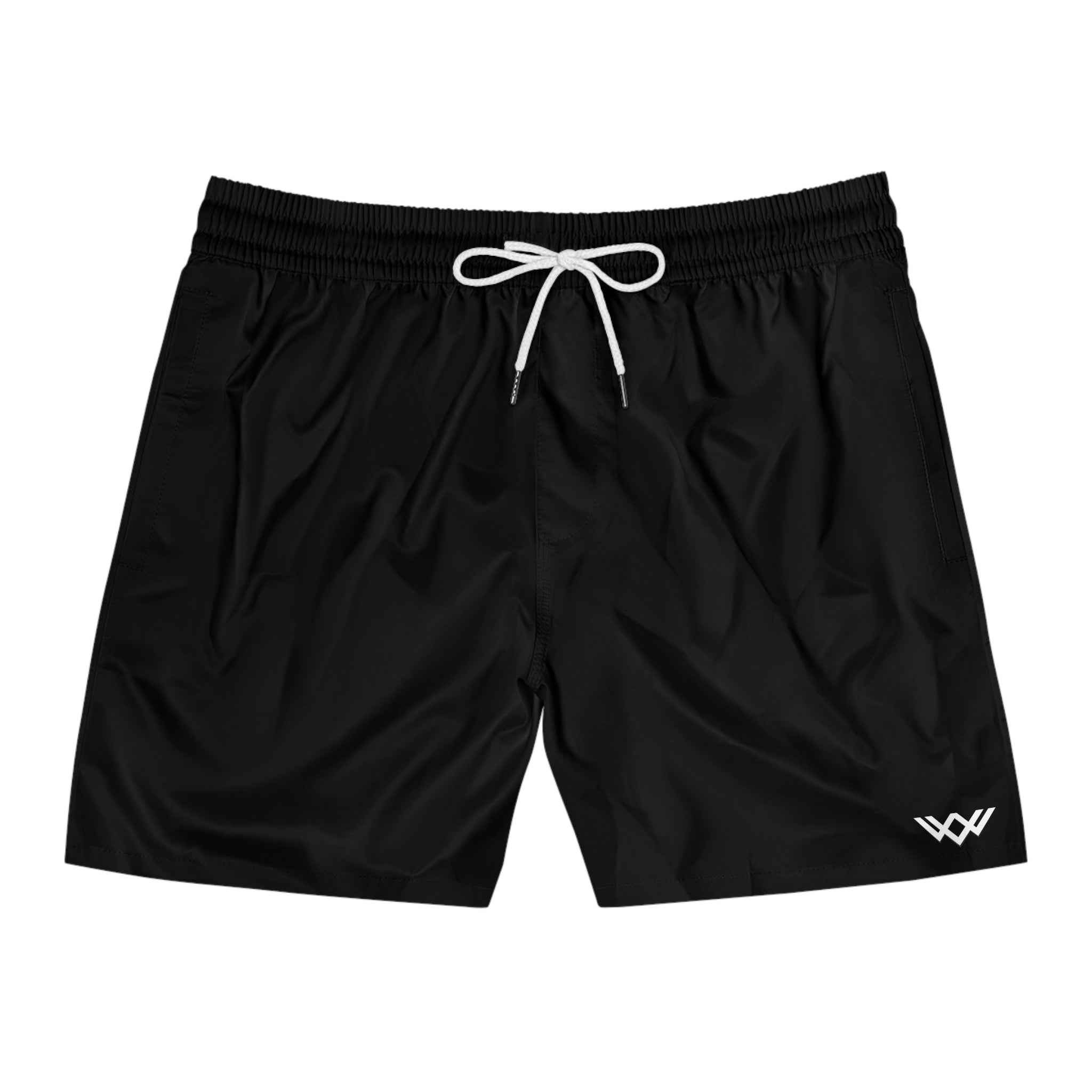 Men's Black Mid-Length Swim Shorts — Quick-Dry Beach Trunks
