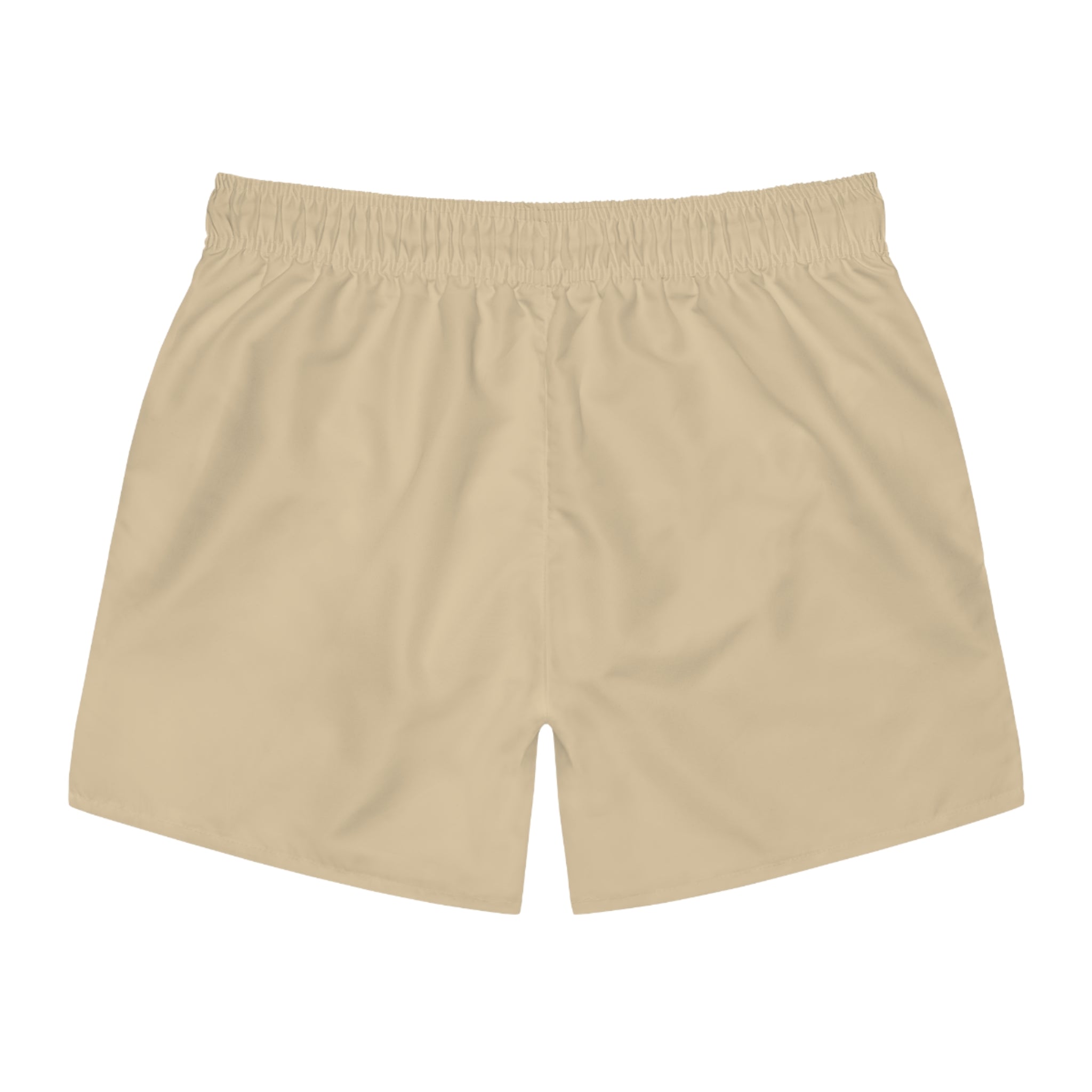 Sand Beige Swim Trunks — Minimal Logo Men’s Swim Shorts