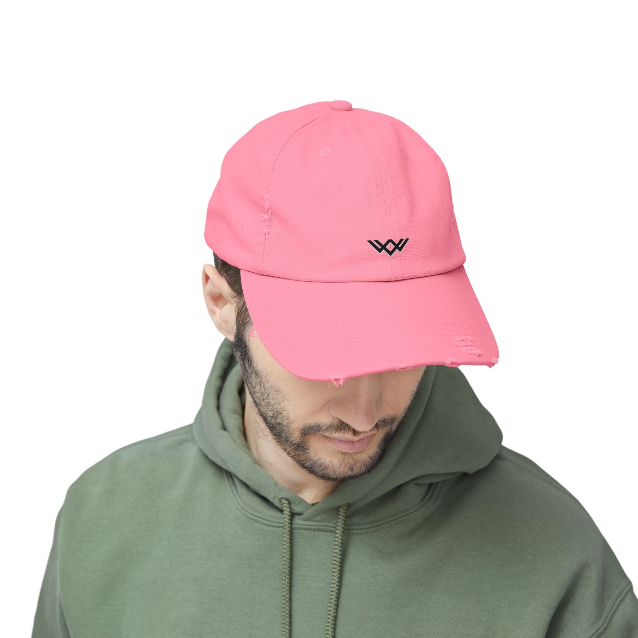 Distressed Black Baseball Cap — Minimal Worn Logo Hat