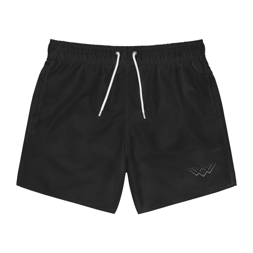 Dark Charcoal Swim Trunks — Minimal Logo Men’s Swim Shorts