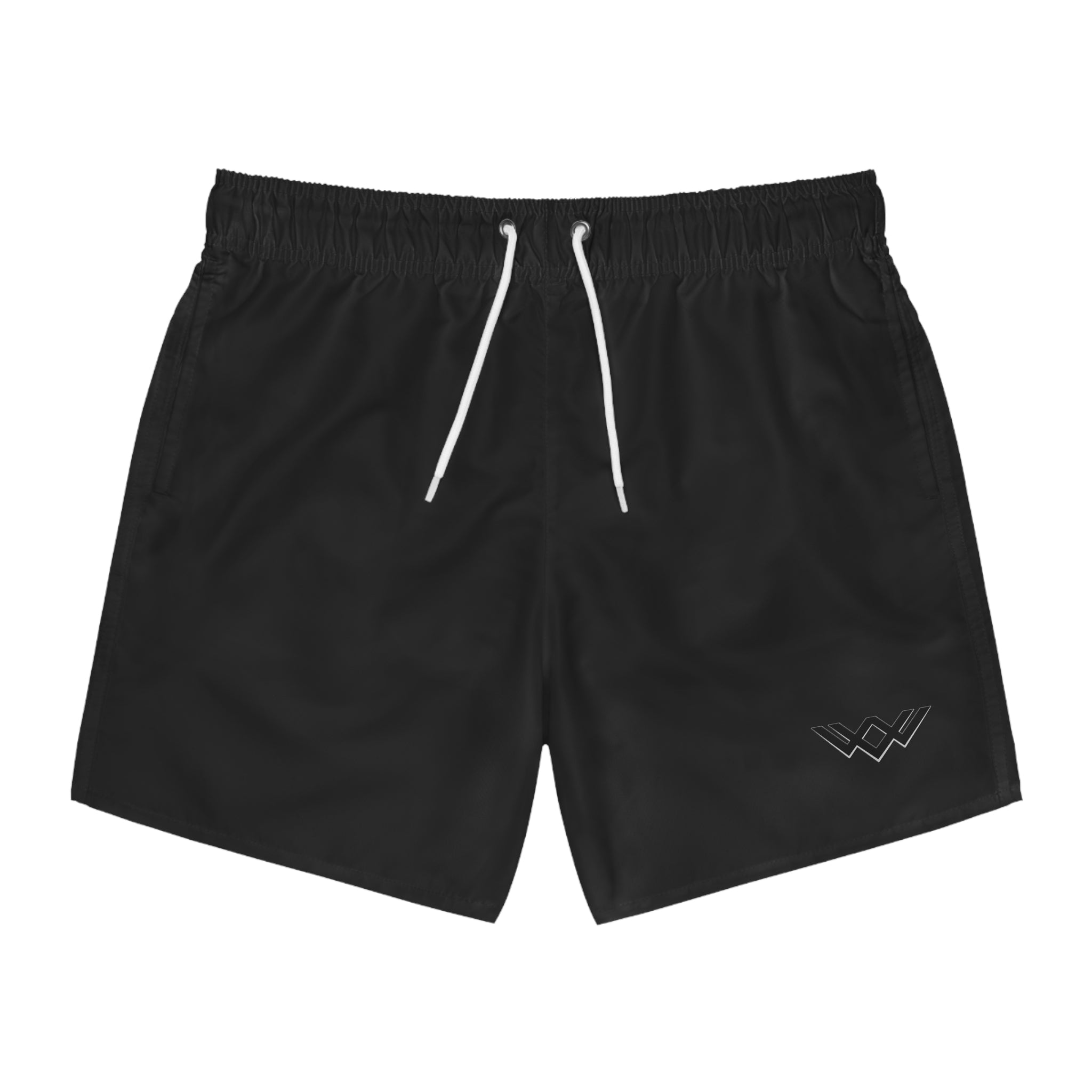 Dark Charcoal Swim Trunks — Minimal Logo Men’s Swim Shorts