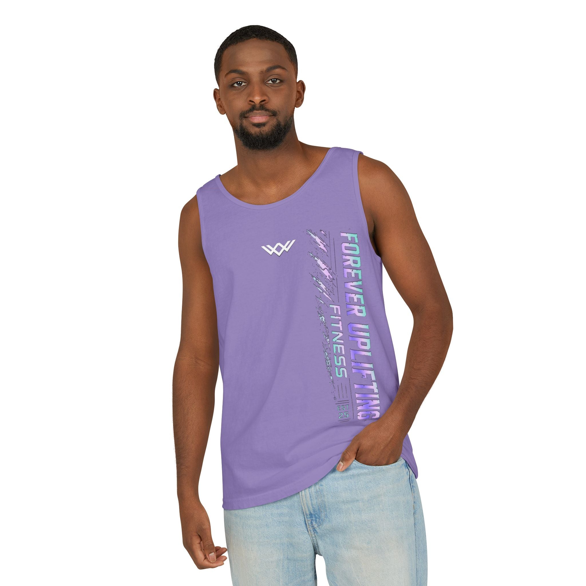 Unisex Forever Uplifting Fitness Tank Top — Vertical Gym Graphic