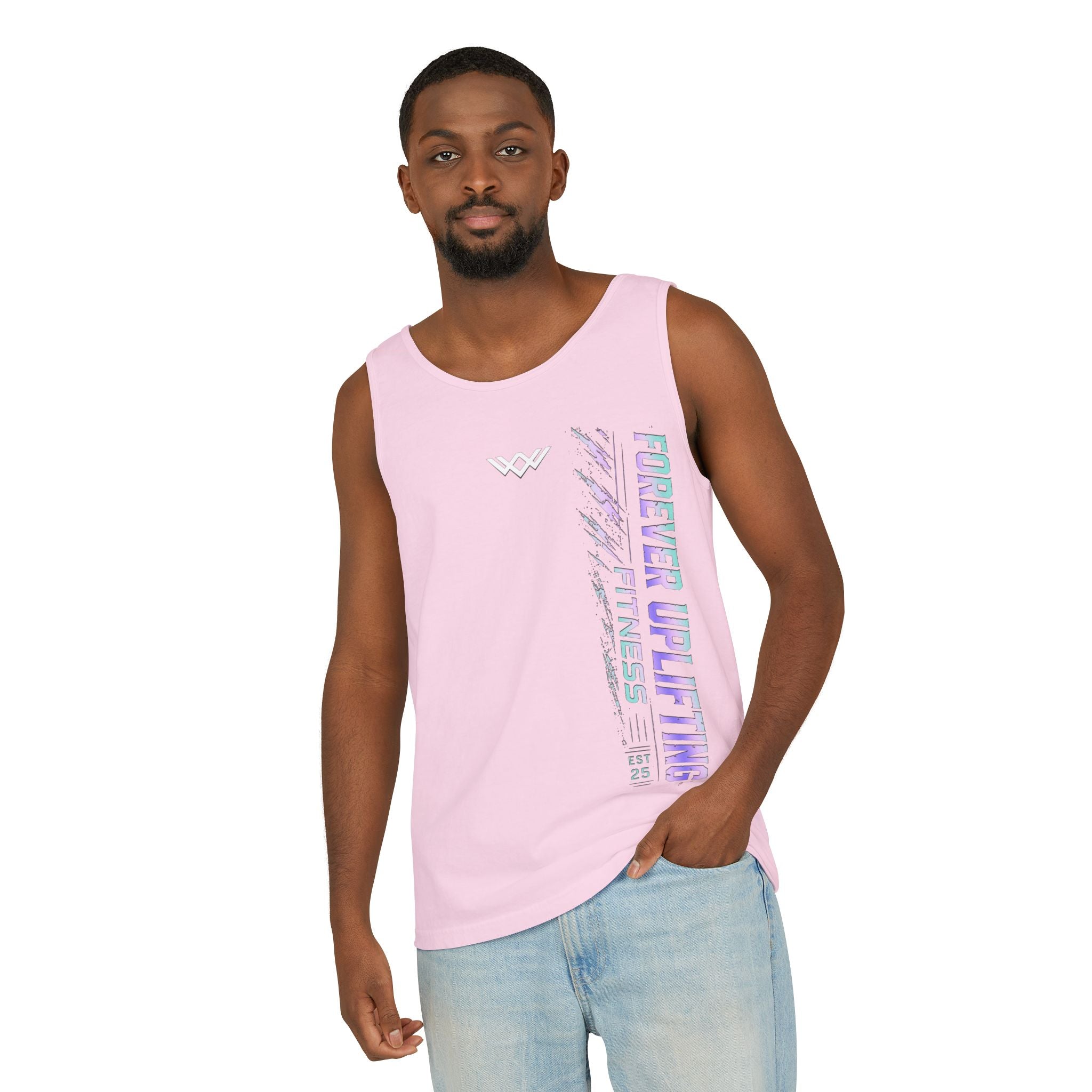 Unisex Forever Uplifting Fitness Tank Top — Vertical Gym Graphic