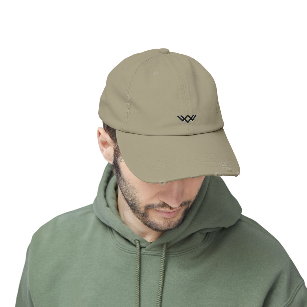 Distressed Black Baseball Cap — Minimal Worn Logo Hat