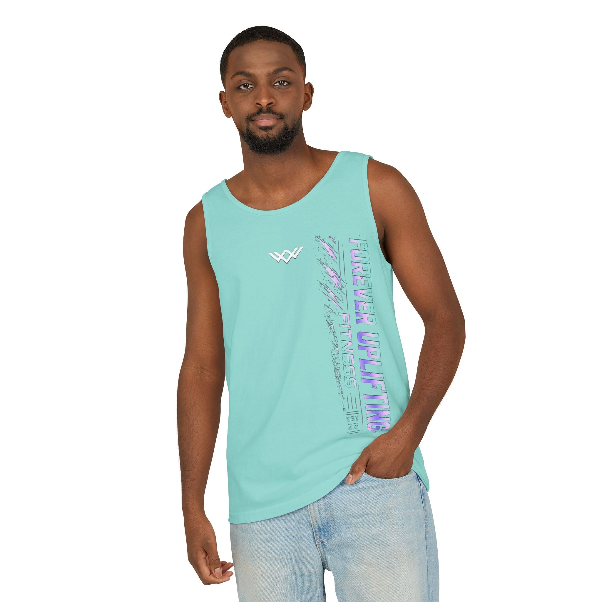 Unisex Forever Uplifting Fitness Tank Top — Vertical Gym Graphic