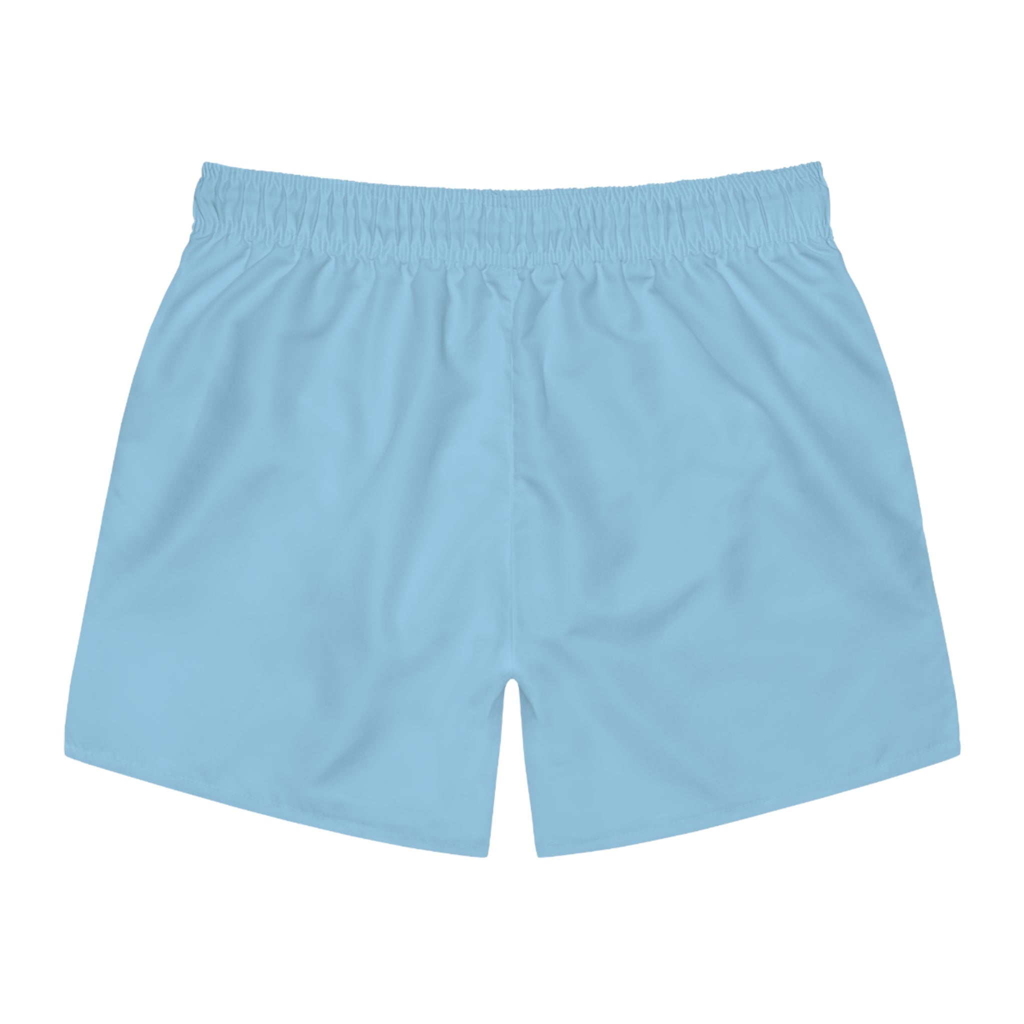 Sky Blue Swim Trunks — Minimal Logo Men’s Swim Shorts