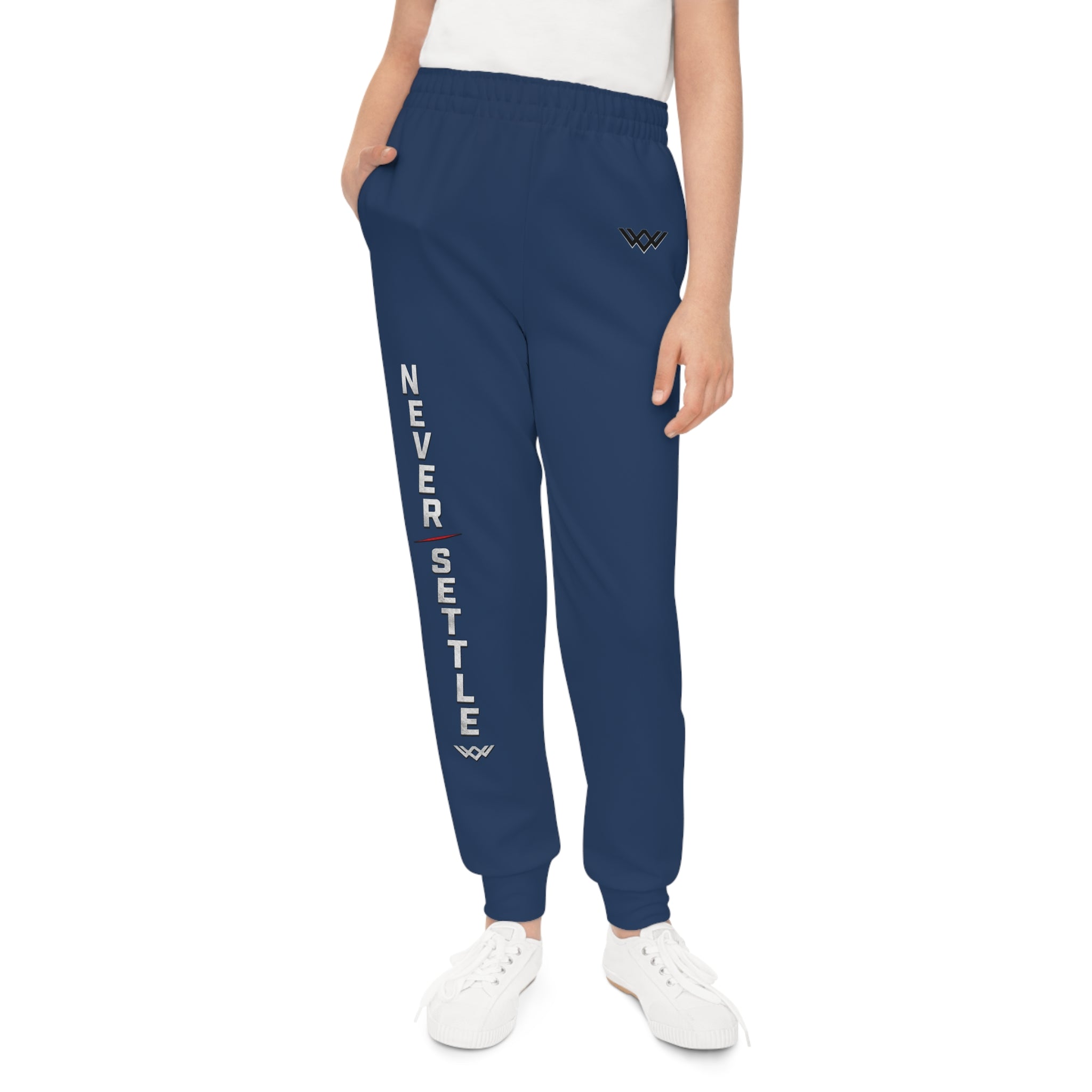 Youth — 'Never Settle' Navy Athletic Sweatpants