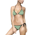 Sage Green Triangle Bikini Swimsuit — Minimal Logo String Tie Beachwear