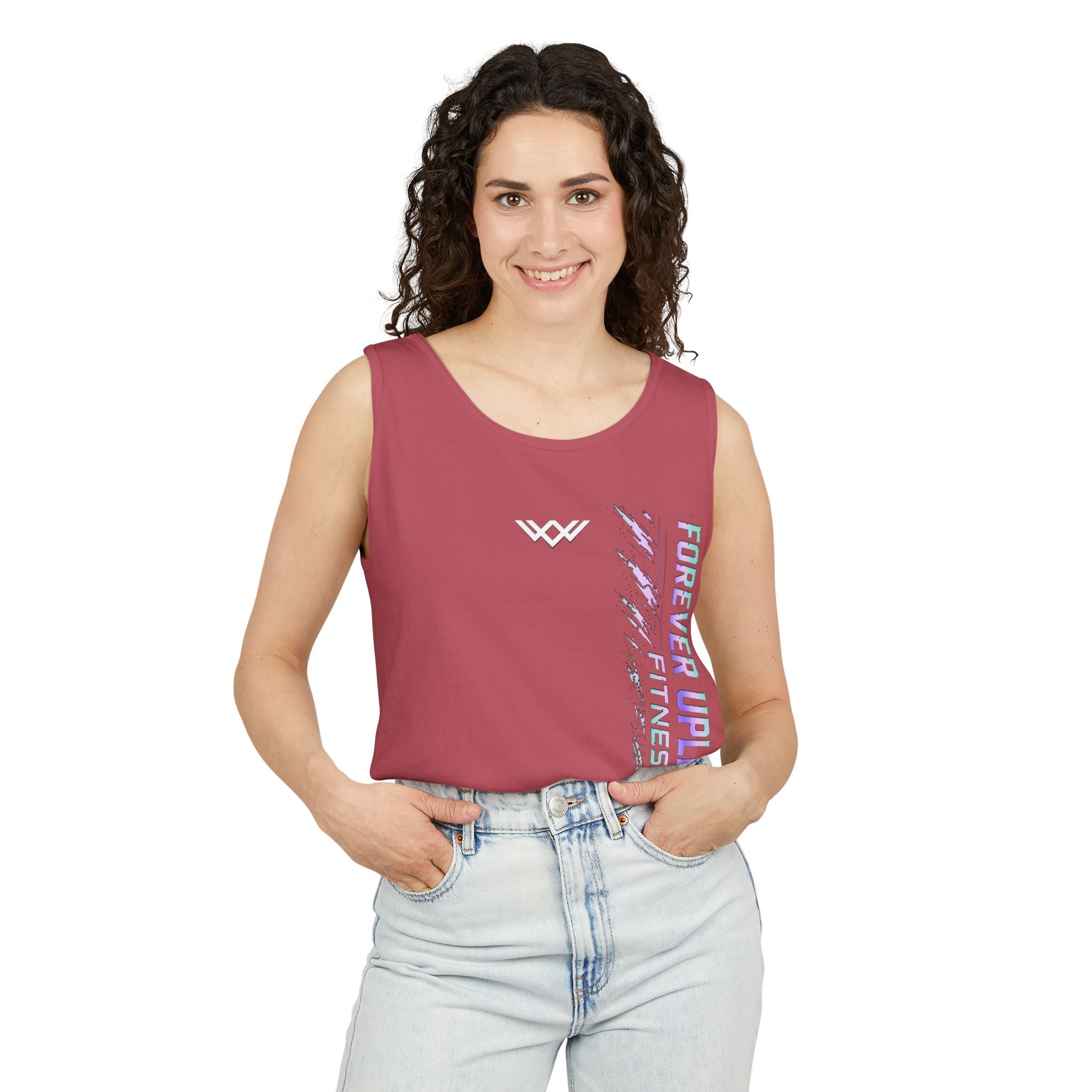 Unisex Forever Uplifting Fitness Tank Top — Vertical Gym Graphic