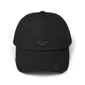 Distressed Black Baseball Cap — Minimal Worn Logo Hat
