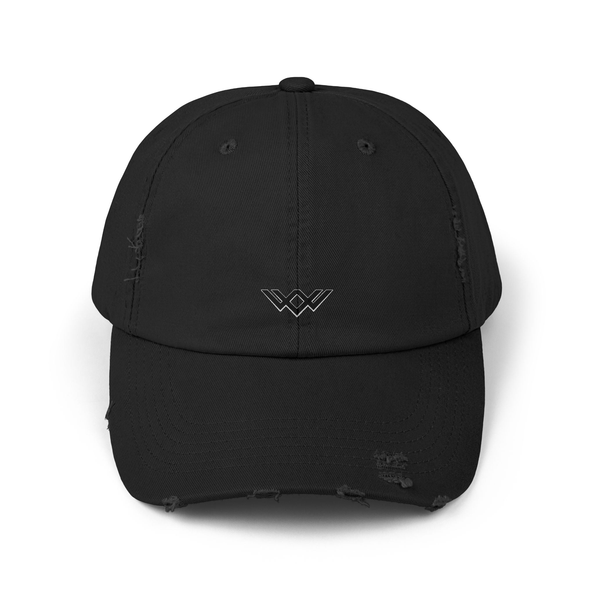 Distressed Black Baseball Cap — Minimal Worn Logo Hat
