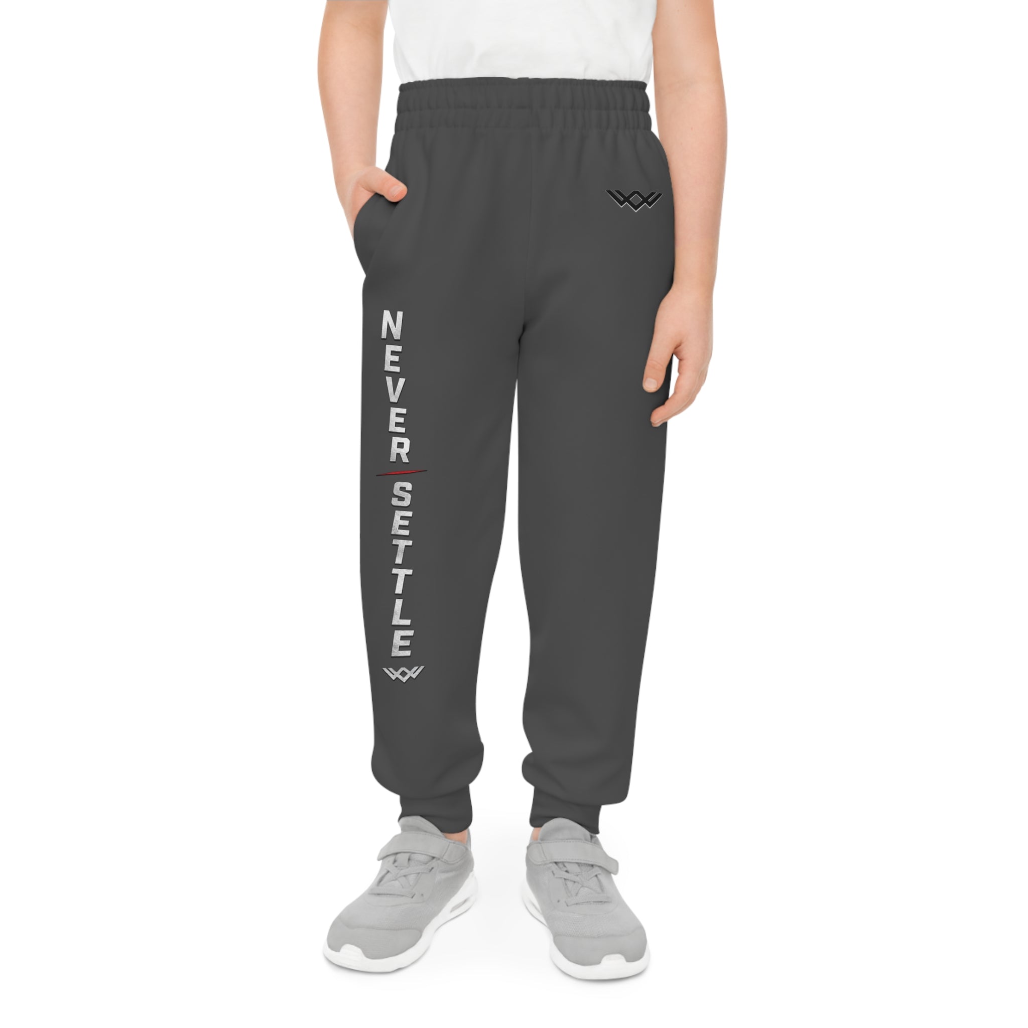 Youth — 'Never Settle' Charcoal grey Athletic Sweatpants