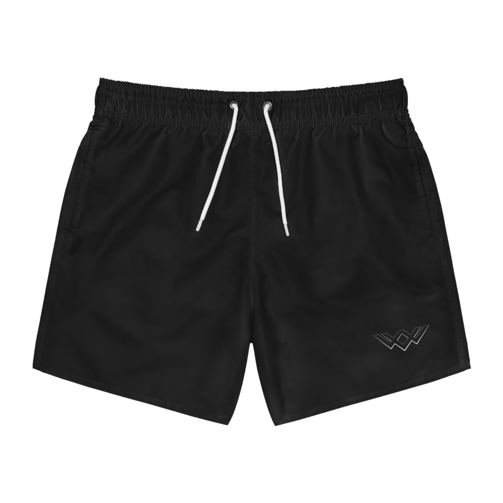 Black Swim Trunks — Minimal Logo Men’s Swim Shorts