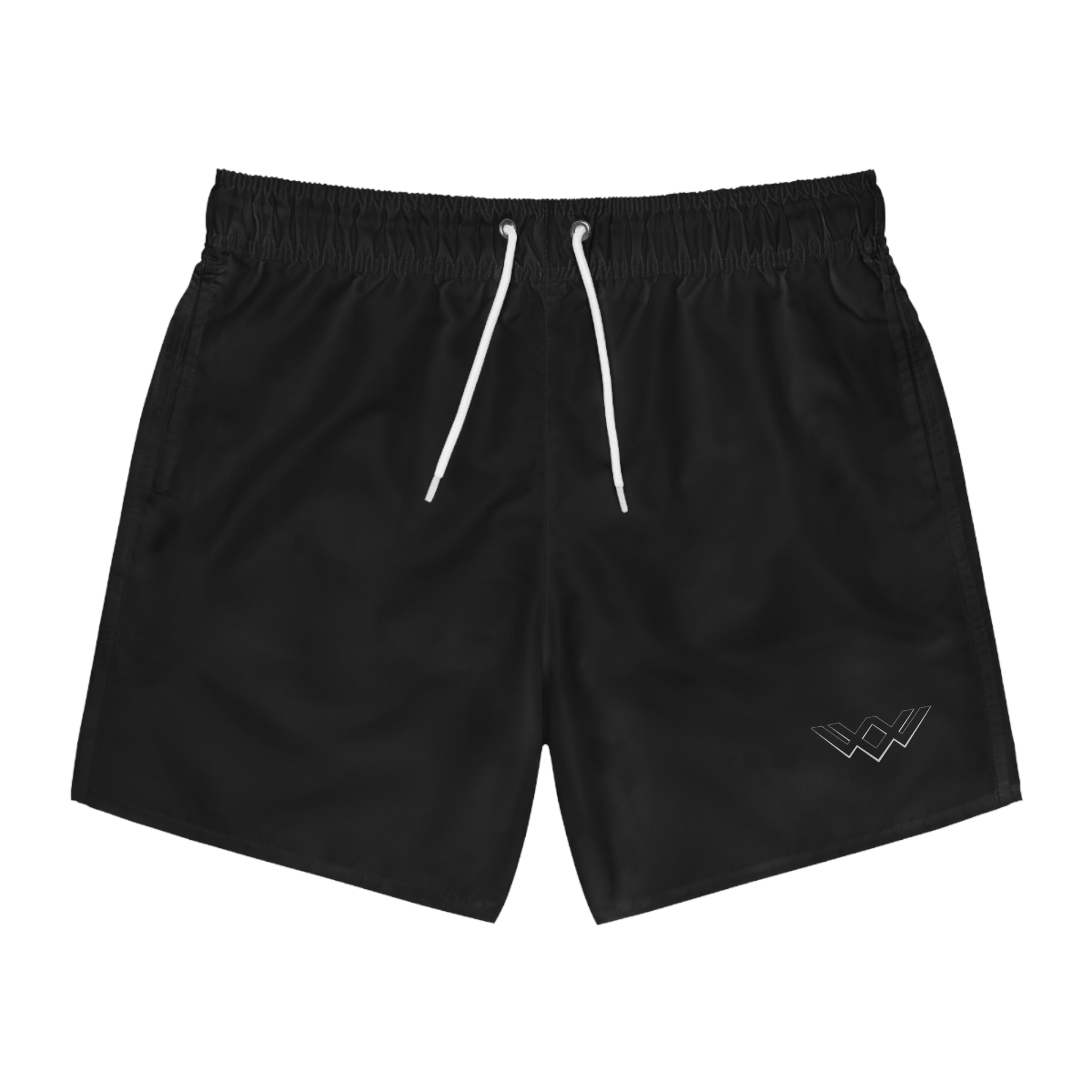 Black Swim Trunks — Minimal Logo Men’s Swim Shorts