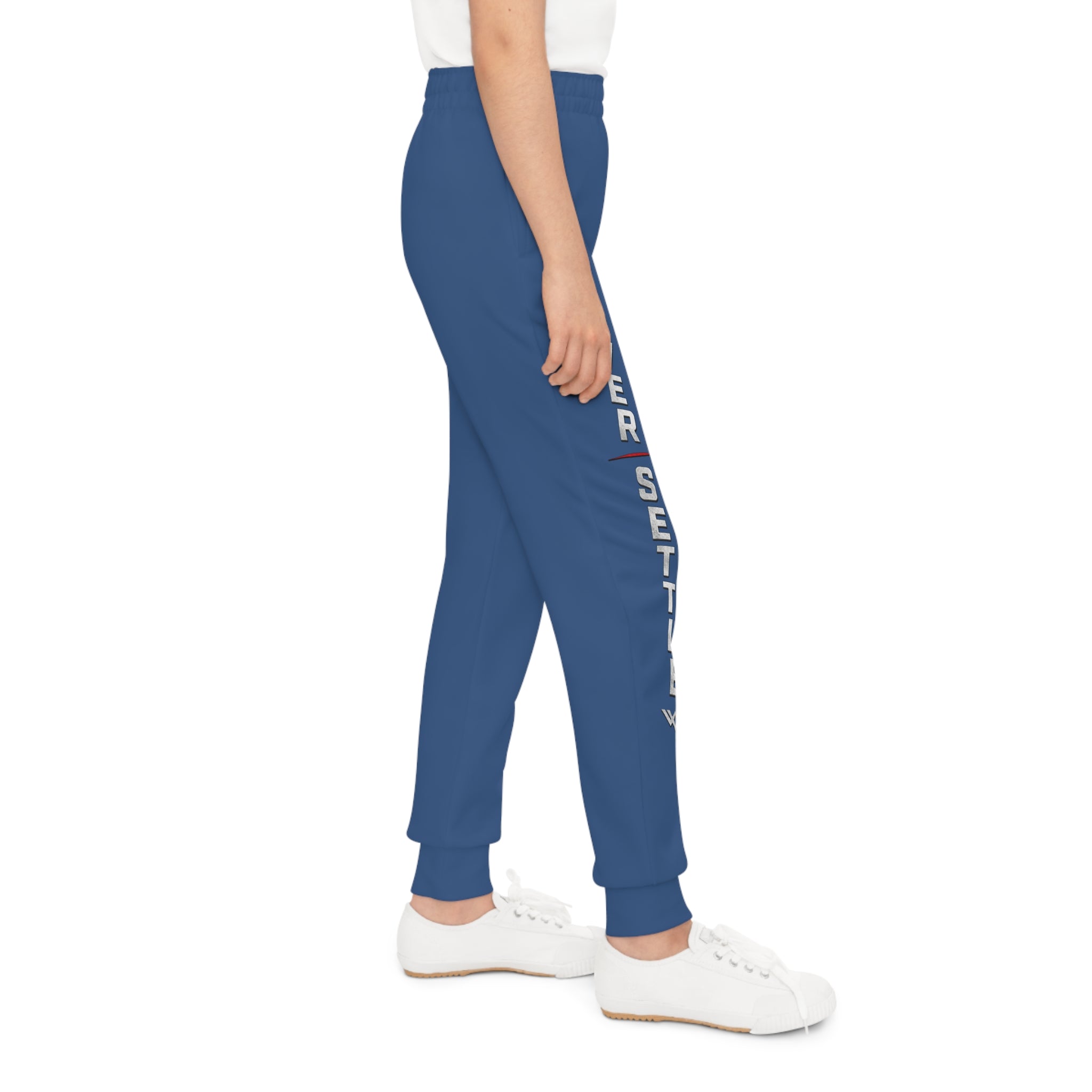 Youth — 'Never Settle' Royal Blue Athletic Sweatpants