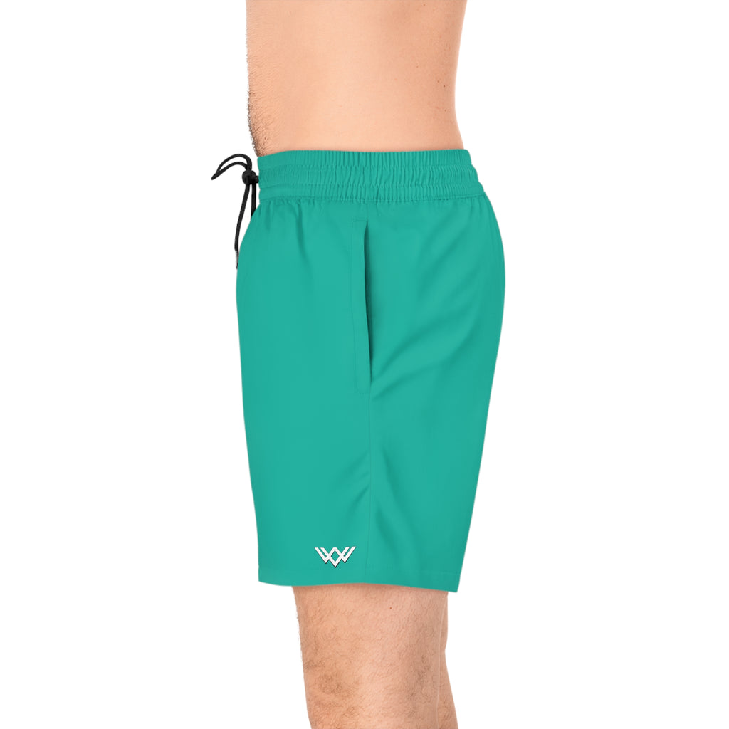 Teal Mid-Length Swim Shorts — Quick-Dry Beach Trunks