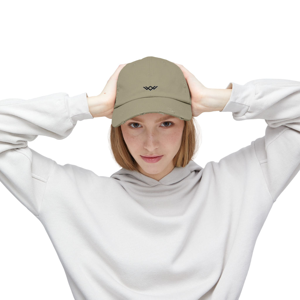 Distressed Black Baseball Cap — Minimal Worn Logo Hat