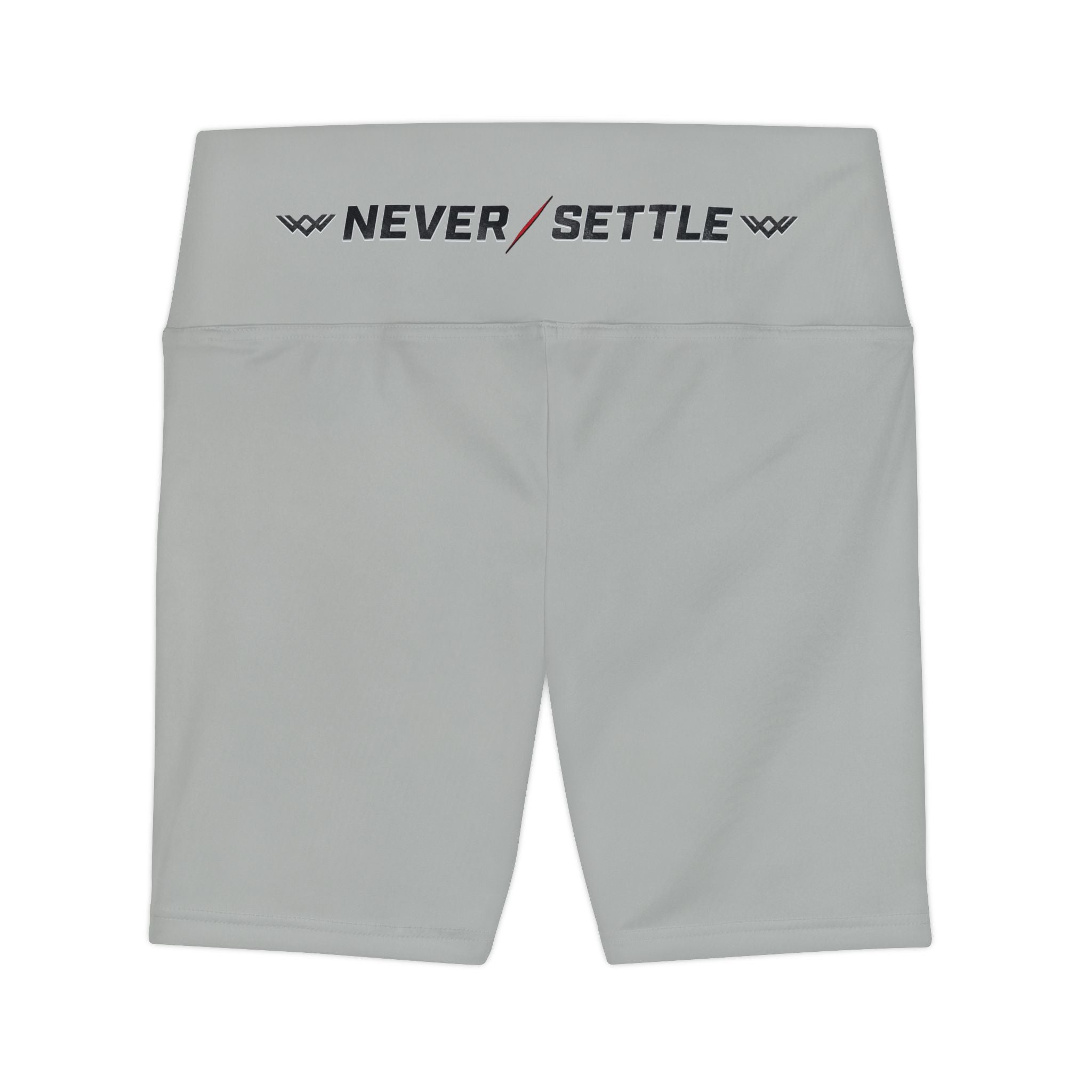 Women's 'Never Settle' Workout Shorts — | Rhino grey | High-Waist Biker Shorts