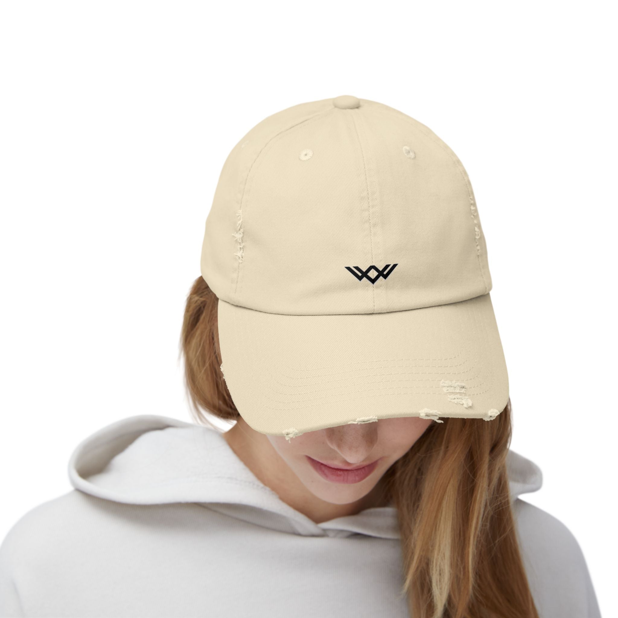 Distressed Black Baseball Cap — Minimal Worn Logo Hat