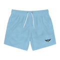 Sky Blue Swim Trunks — Minimal Logo Men’s Swim Shorts
