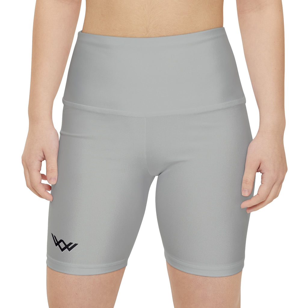 Women's 'Never Settle' Workout Shorts — | Rhino grey | High-Waist Biker Shorts