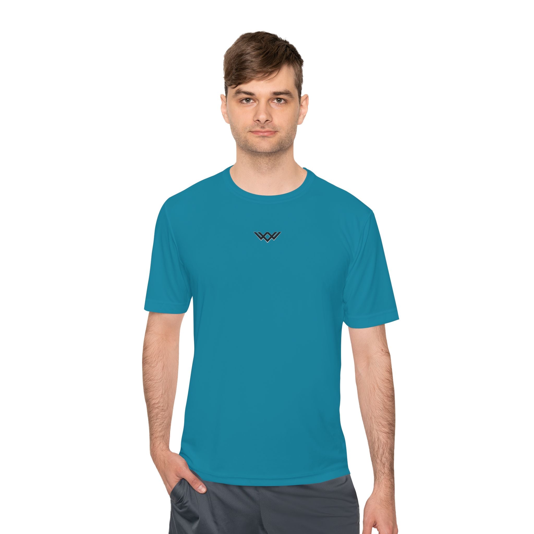 Moisture-Wicking Performance Tee — Minimal Black Chest Logo