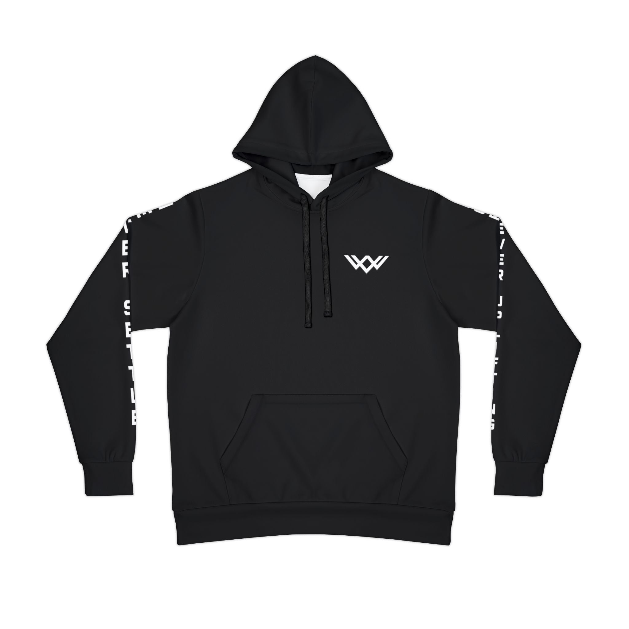 Never Settle Signature Premium Hoodie – White Edition | Forever Uplifting Fitness