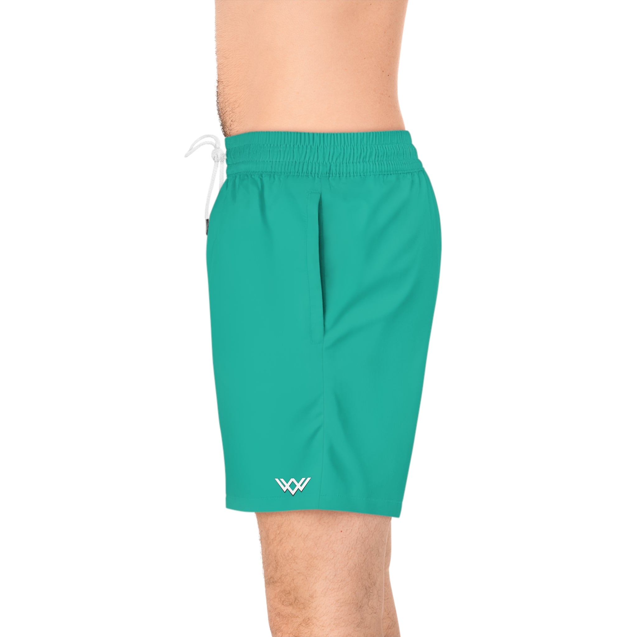 Teal Mid-Length Swim Shorts — Quick-Dry Beach Trunks