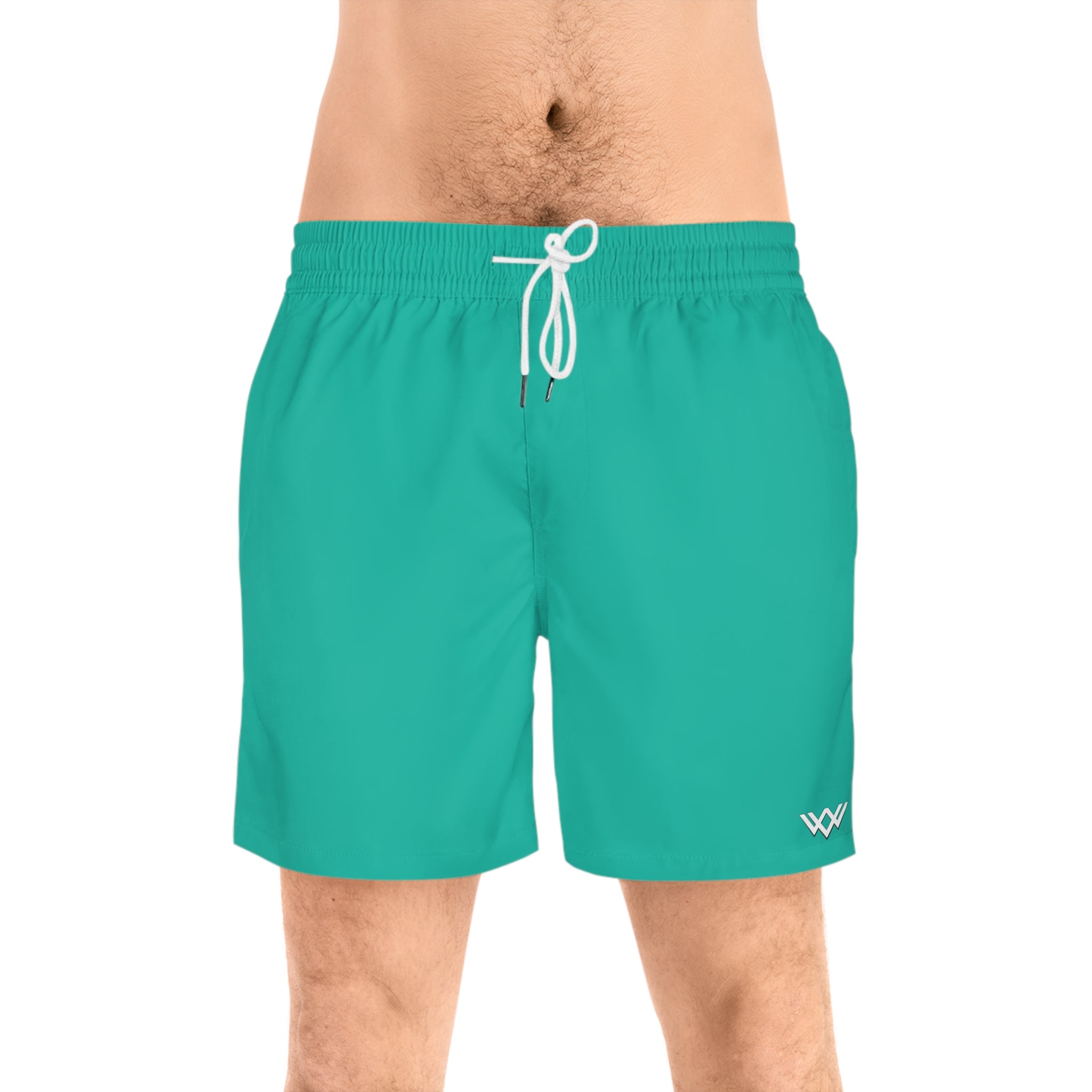 Teal Mid-Length Swim Shorts — Quick-Dry Beach Trunks