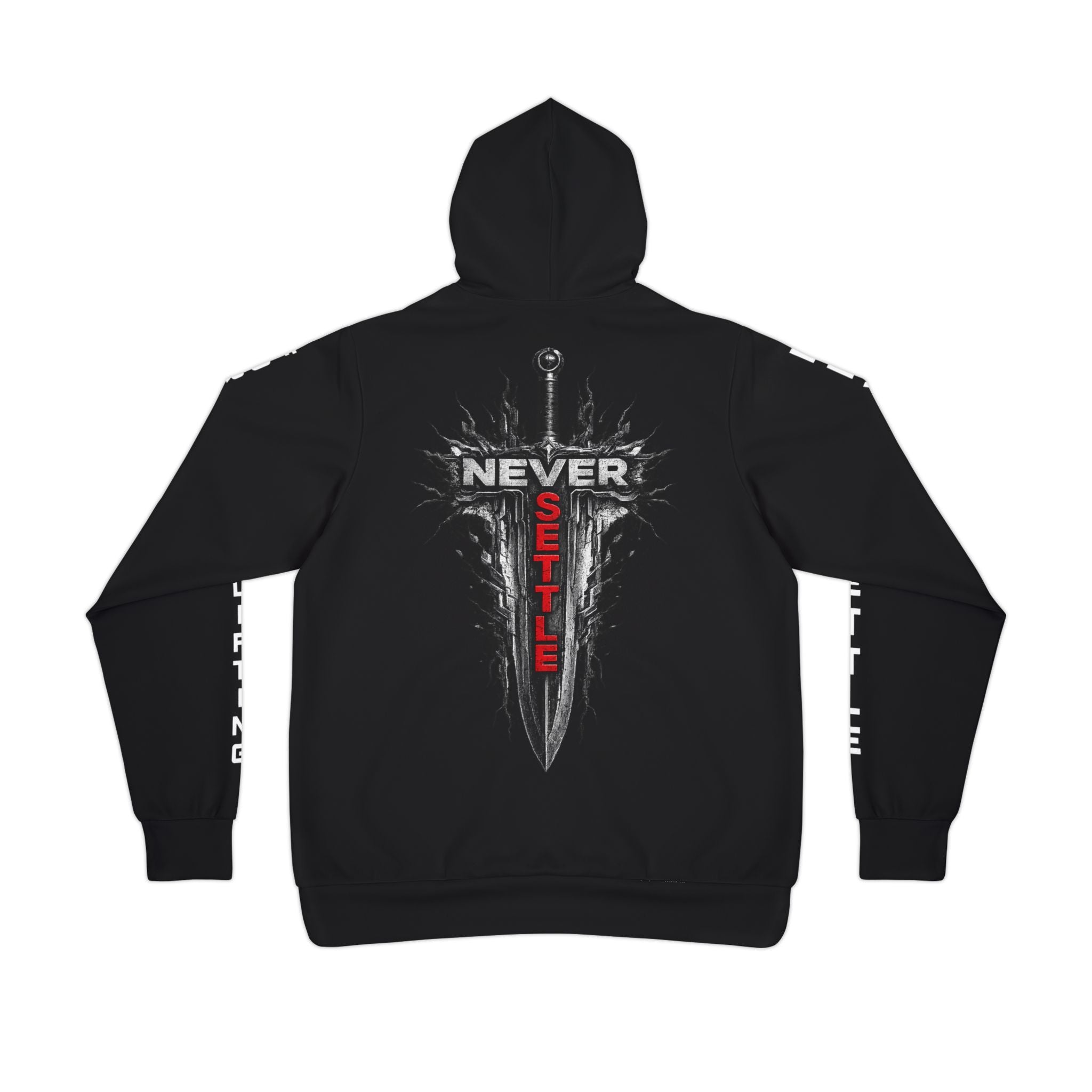 Never Settle Signature Premium Hoodie – White Edition | Forever Uplifting Fitness