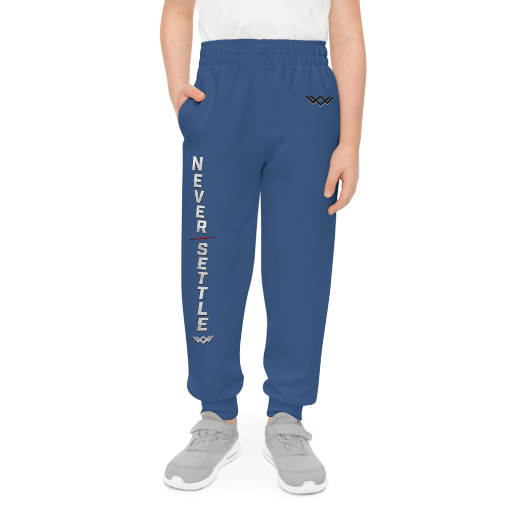 Youth — 'Never Settle' Royal Blue Athletic Sweatpants