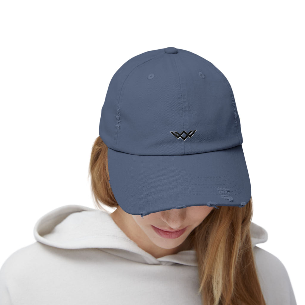 Distressed Black Baseball Cap — Minimal Worn Logo Hat