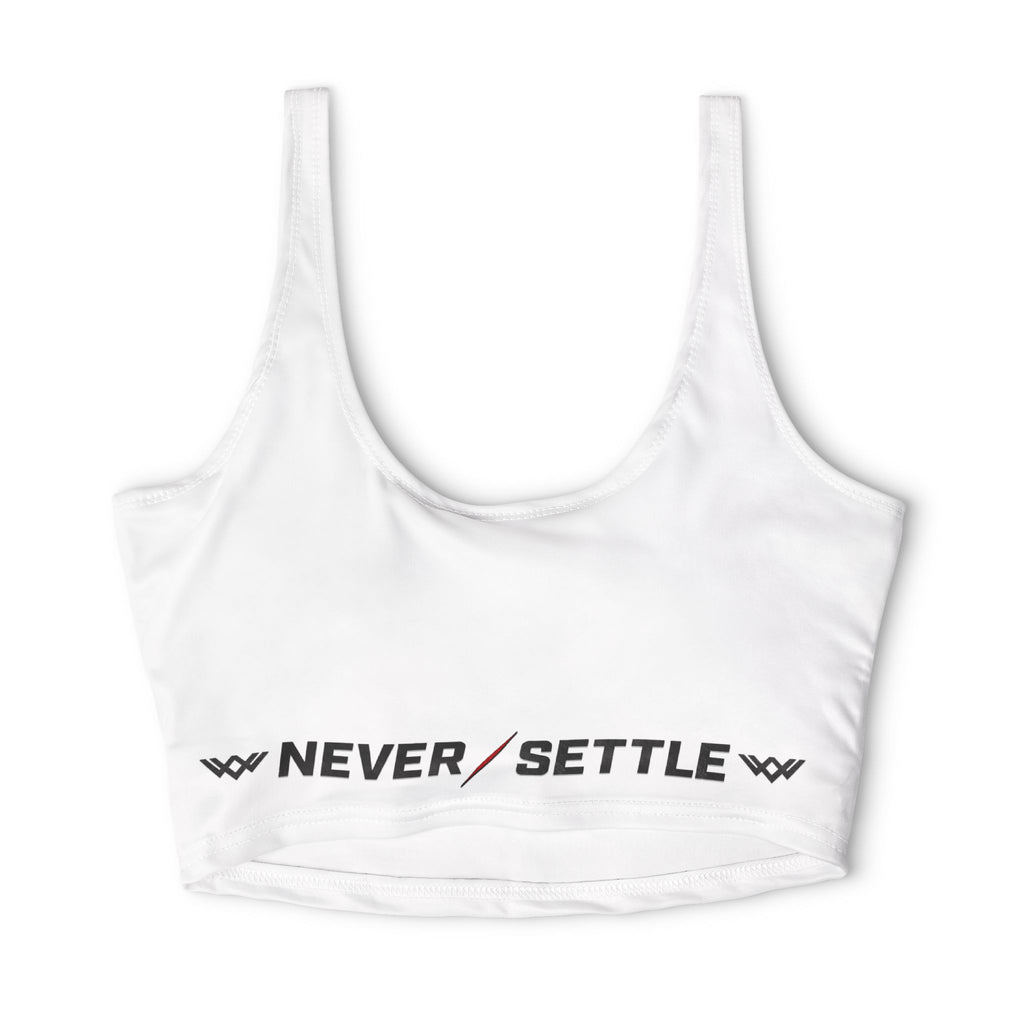 'Never Settle' Sports Bra — | Rhino Grey | Performance Crop Top