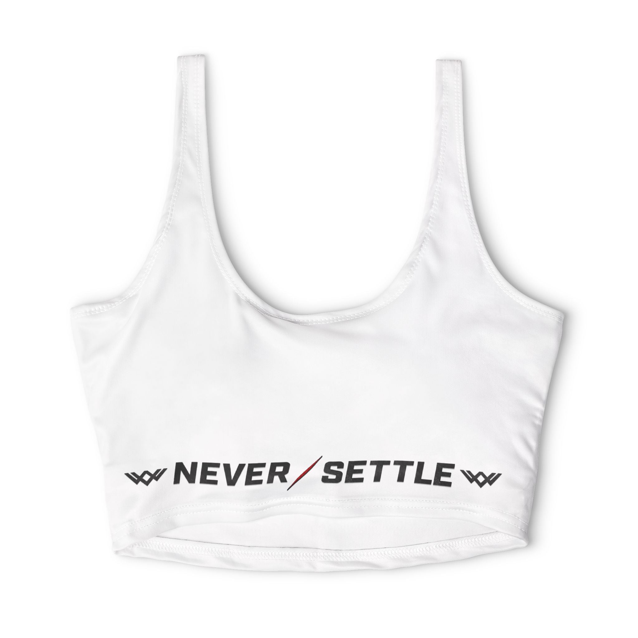 'Never Settle' Sports Bra — | Rhino Grey | Performance Crop Top