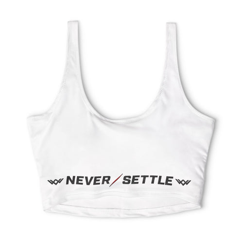 'Never Settle' Sports Bra — | Rhino Grey | Performance Crop Top