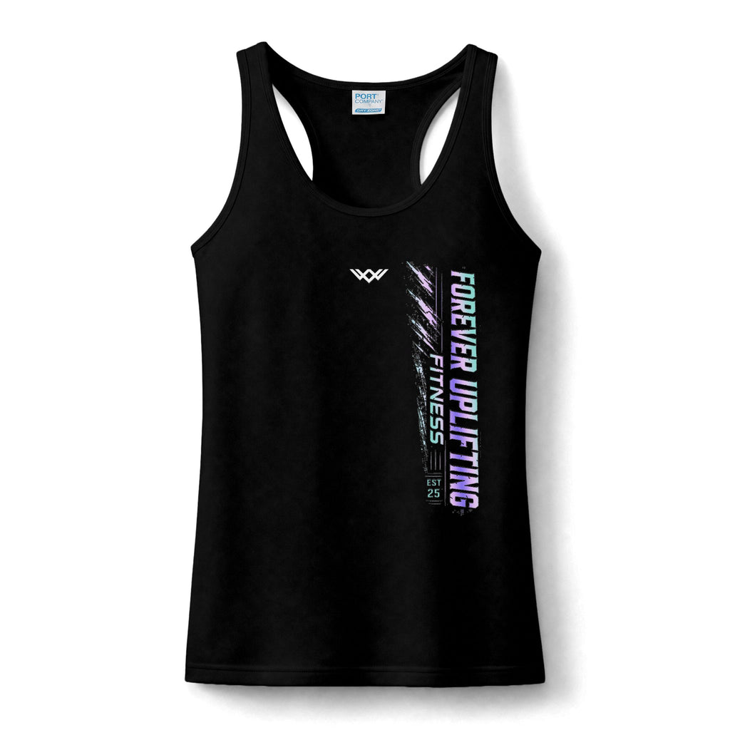 Forever Uplifting Fitness Women's Performance Tank Top — Vertical Gym Graphic