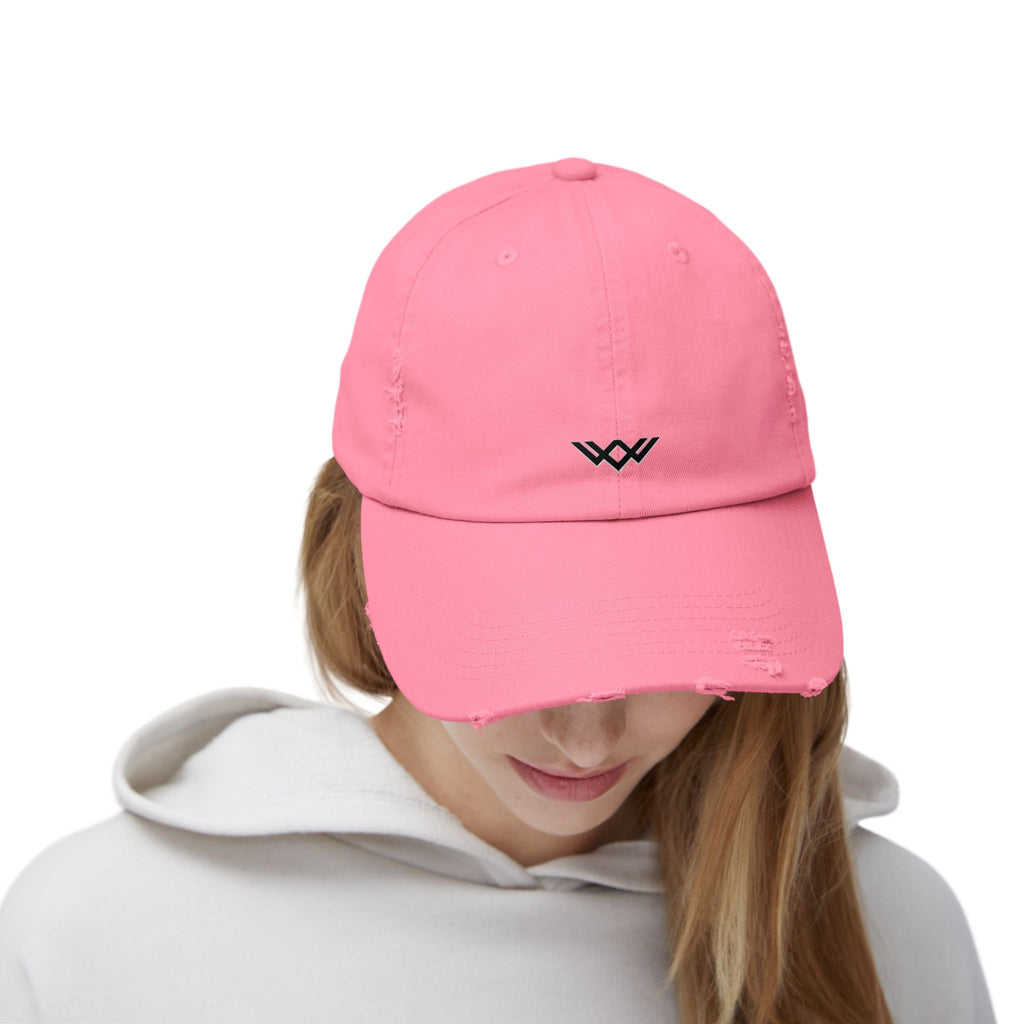 Distressed Black Baseball Cap — Minimal Worn Logo Hat