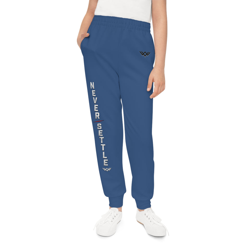 Youth — 'Never Settle' Royal Blue Athletic Sweatpants