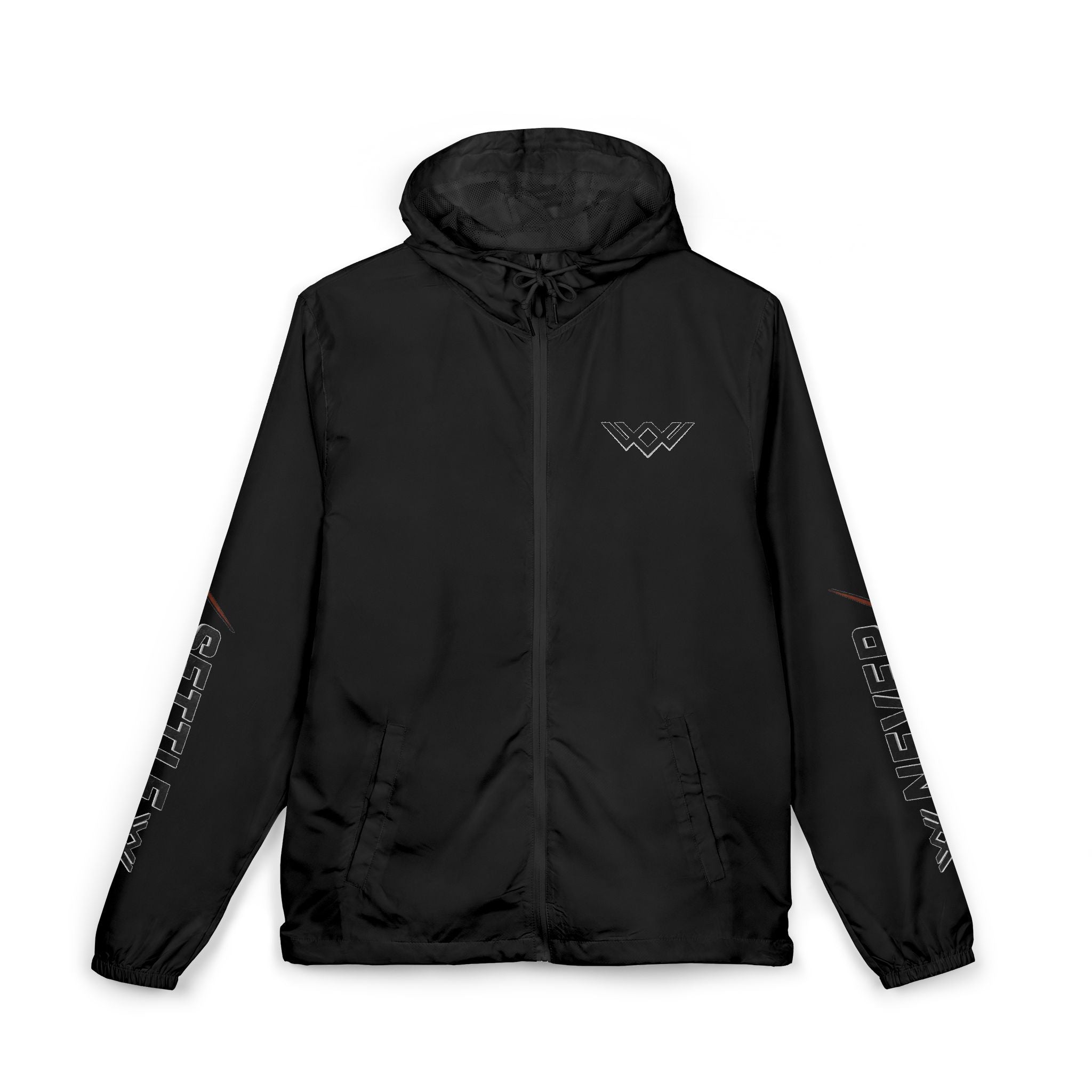 'Never Settle' Hooded Lightweight Windbreaker Jacket