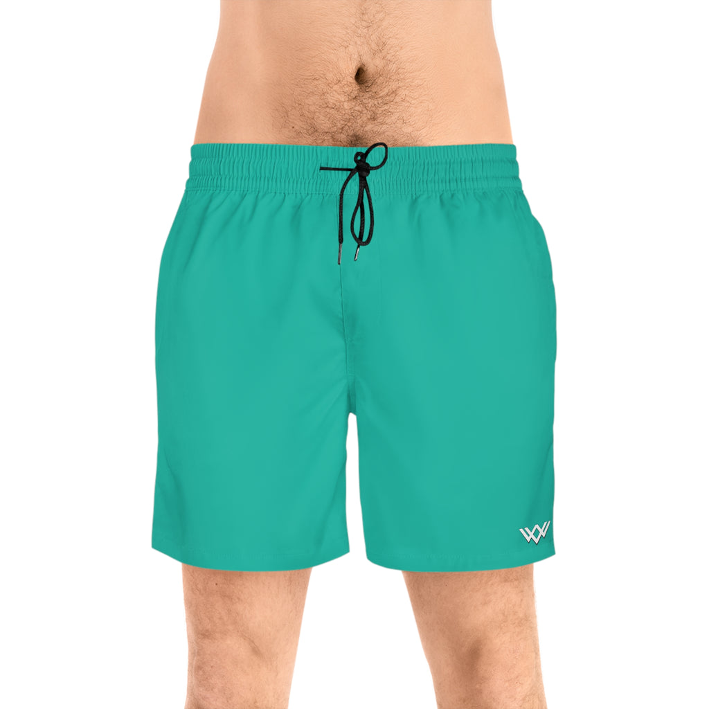 Teal Mid-Length Swim Shorts — Quick-Dry Beach Trunks