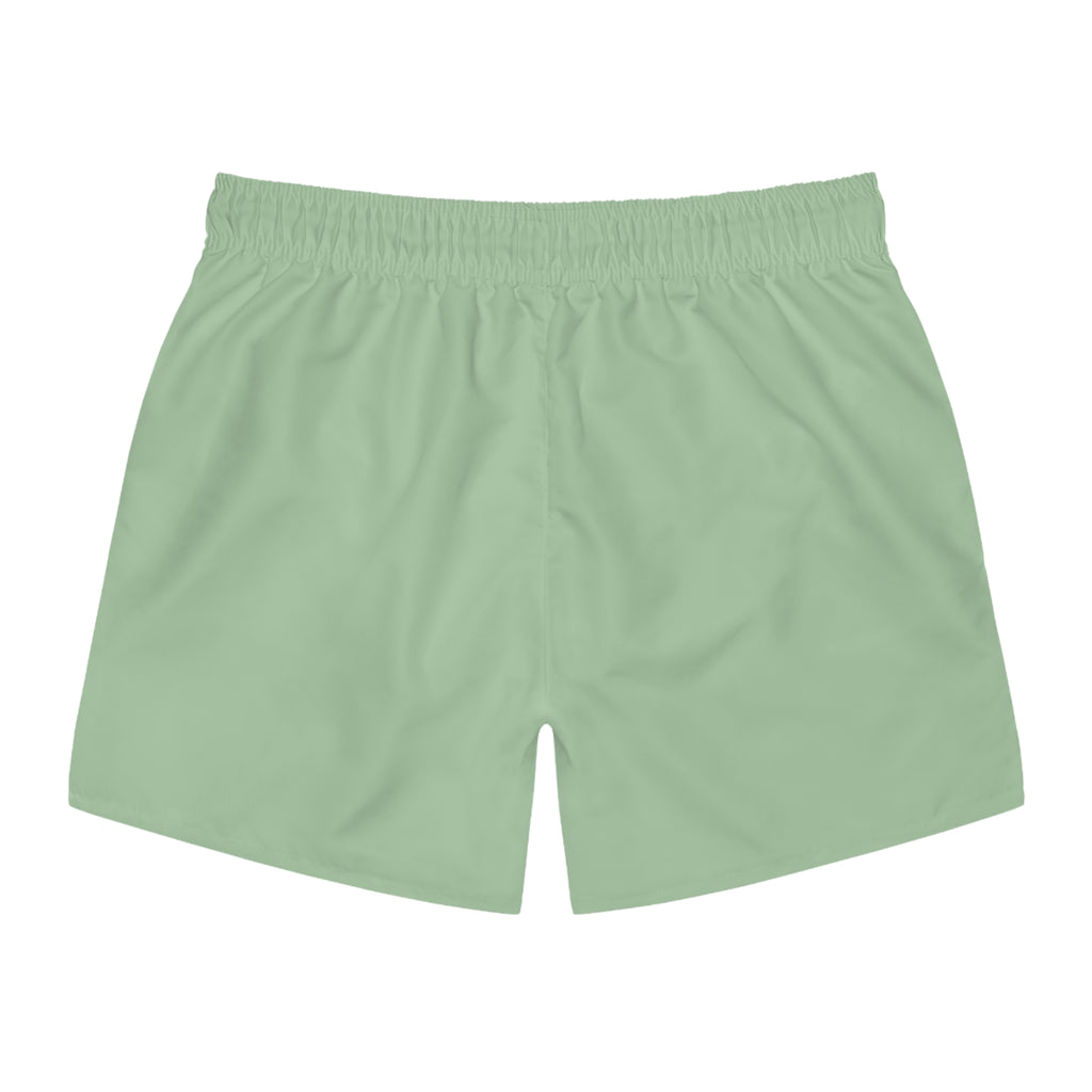Sage Green Swim Trunks — Minimal Logo Men’s Swim Shorts