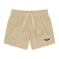 Sand Beige Swim Trunks — Minimal Logo Men’s Swim Shorts