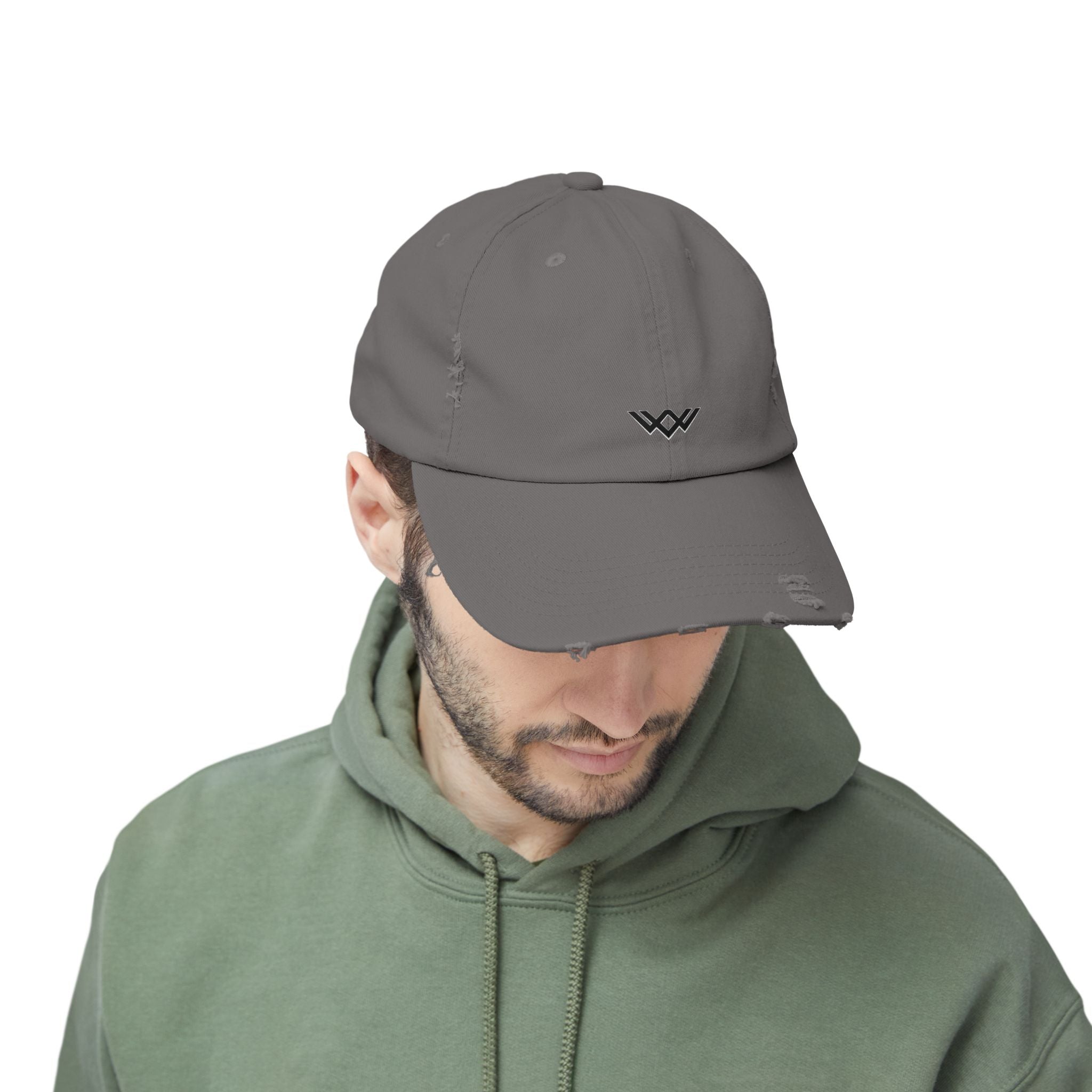 Distressed Black Baseball Cap — Minimal Worn Logo Hat