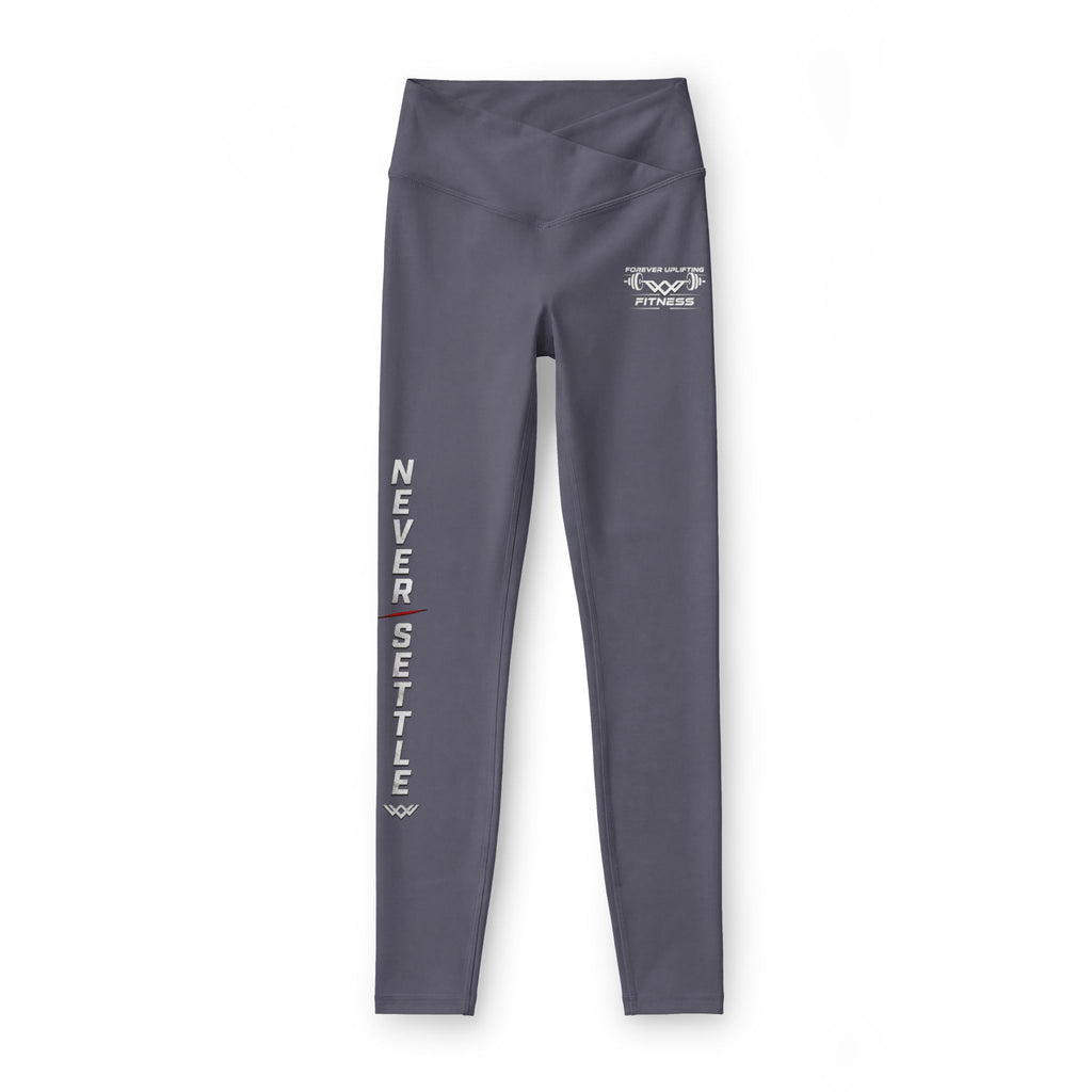 Never Settle Women’s Luxe Leggings — High-Waist Motivational Activewear